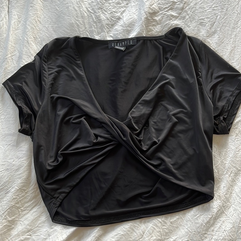 Black wrap crop top